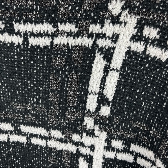 Nine West Women’s Large Clean Collar Coatigan Black White & Silver Sweater NWT - Picture 15 of 16